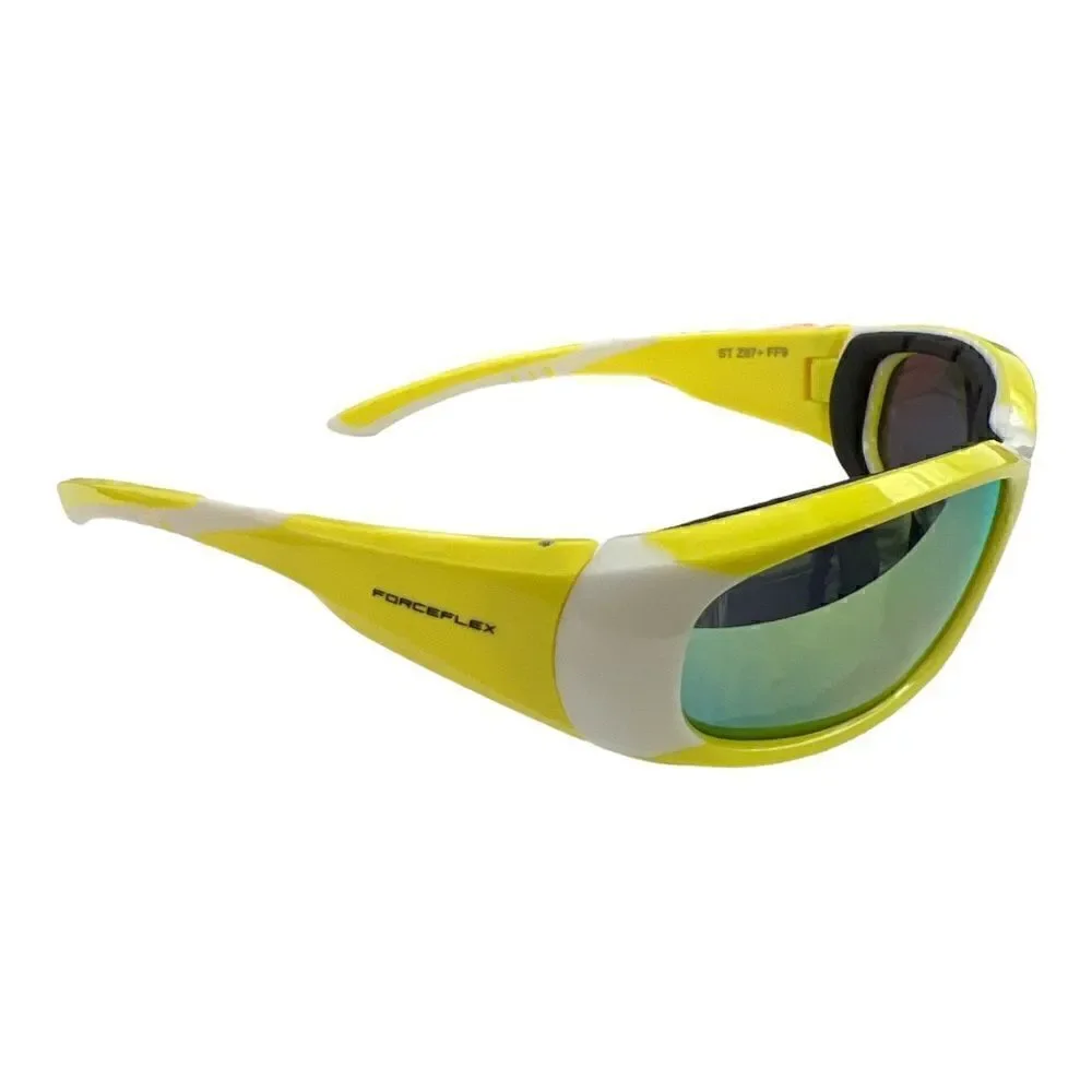 Forceflex Floating Sunglasses Yellow/White W/Mirror Lens.